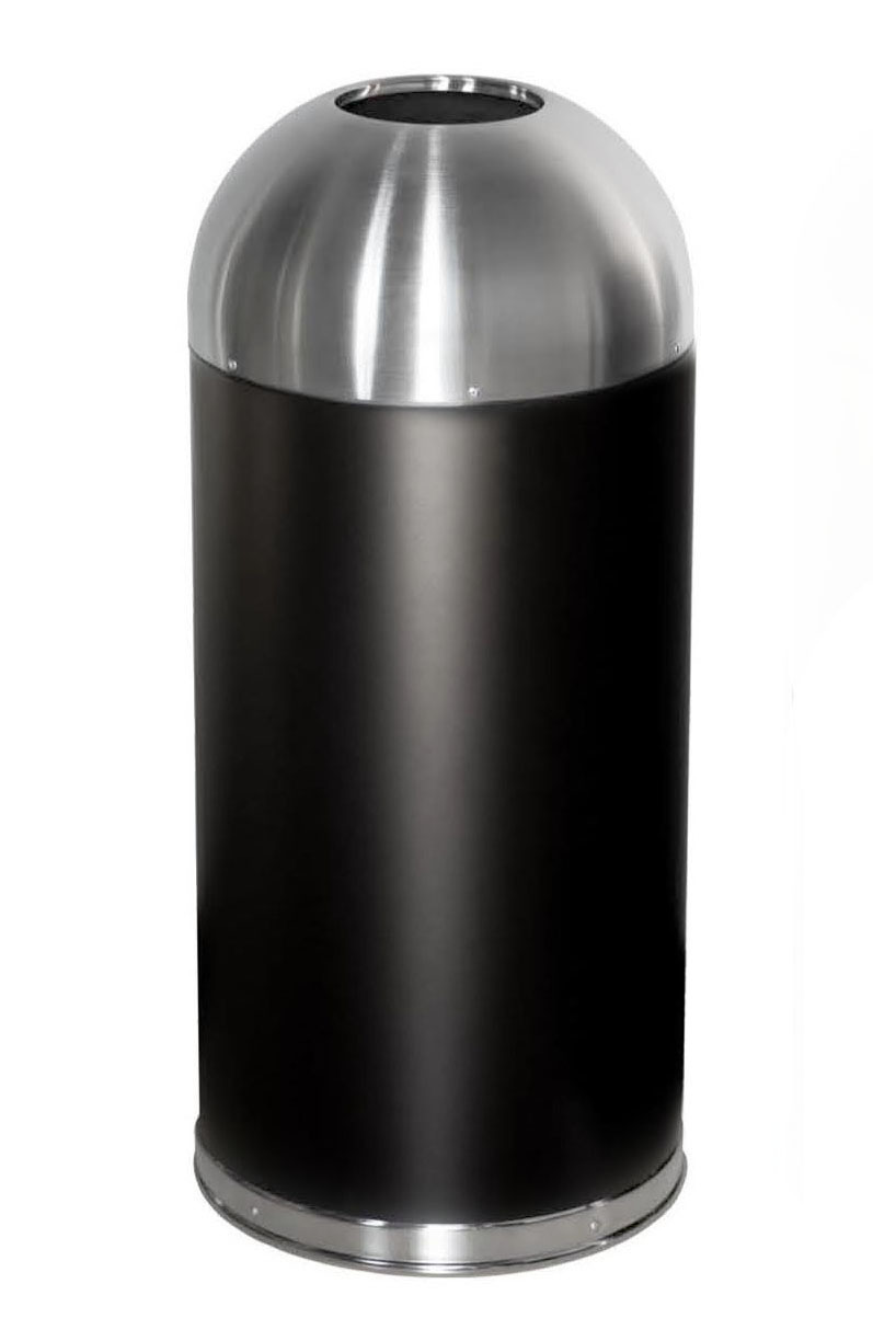 Metal rubbish bins with stainless steel tops