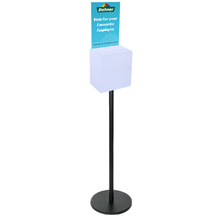 Premium Frosted Suggestion Box with A4 Display on Black Pole and Base