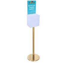 Premium Frosted Suggestion Box with A4 Display on Gold Pole and Base