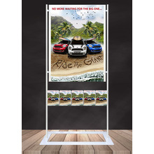 Premium Acrylic 1800mm Lobby Stand Holds 30x40 Inch Poster Double Sided with 5 A5 Brochure Holders on one side