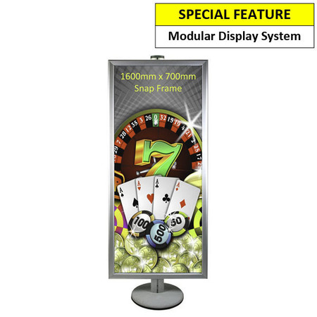 1600x700mm Poster Holder on Silver Combo Pole 1800mm High - Double Sided