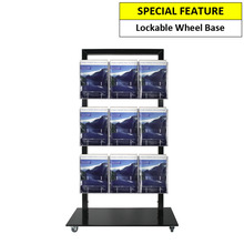 Black Mall Stand -  9 A4 Brochure Holders Double Sided