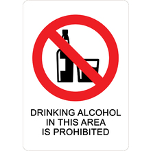 PRINTED ALUMINUM A3 SIGN - Drinking Alcohol In This Area Prohibited Sign