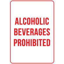 PRINTED ALUMINUM A4 SIGN - Alcoholic Beverages Prohibited Sign