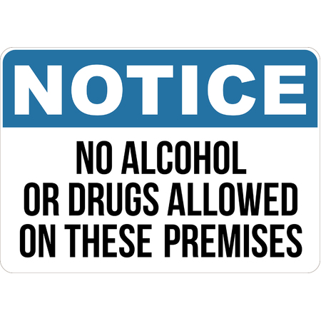 PRINTED ALUMINUM A2 SIGN - No Alcohol or Drugs Allowed On