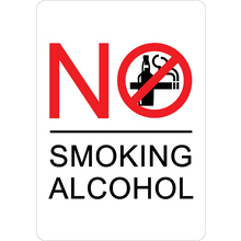 PRINTED ALUMINUM A3 SIGN - No Smoking or Alcohol Sign