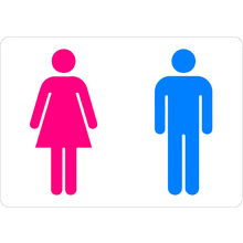 PRINTED ALUMINUM A2 SIGN - Men Women Toilet Pink and Blue Sign