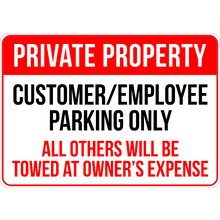 PRINTED ALUMINUM A5 SIGN - Customer or Employee Parking Only Sign
