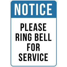 PRINTED ALUMINUM A5 SIGN - Please Ring Bell for Service Sign