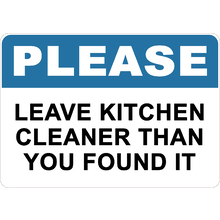 PRINTED ALUMINUM A3 SIGN - Leave Kitchen Cleaner Than You Found It Sign 