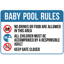 PRINTED ALUMINUM A2 SIGN - Baby Pool Rules Sign