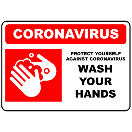 PRINTED ALUMINIUM A3 SIGN - Coronavirus Wash Hands Red