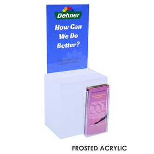 Premium Acrylic Frosted Suggestion Box with A4 Display with DL Brochure Holder