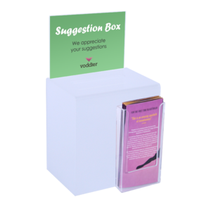 Premium Acrylic Frosted Suggestion Box with A5 Display with DL Brochure Holder