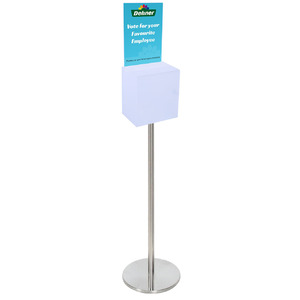 Premium Frosted Suggestion Box with A4 Display on Silver Pole and Base