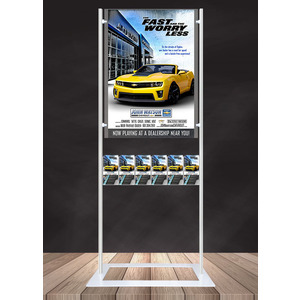 Premium Acrylic 1800mm Lobby Stand Holds A1 Poster Double Sided with 6 DL Brochure Holders on one side