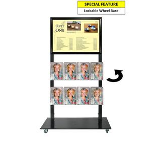 Black Mall Stand - A2 Snap Frame and 8 A5 Brochure Holders Double Sided
