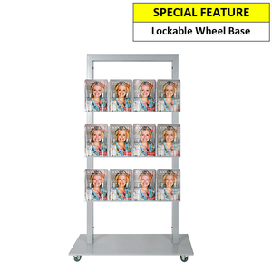 Silver Mall  Stand - Snap Header with 12 A5 Brochure Holders Double Sided 