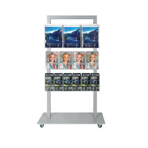 Silver Mall Stand - with 3 A4, 4 A5 and 6 DL Brochure Holders Double Sided 
