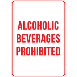 PRINTED ALUMINUM A4 SIGN - Alcoholic Beverages Prohibited Sign