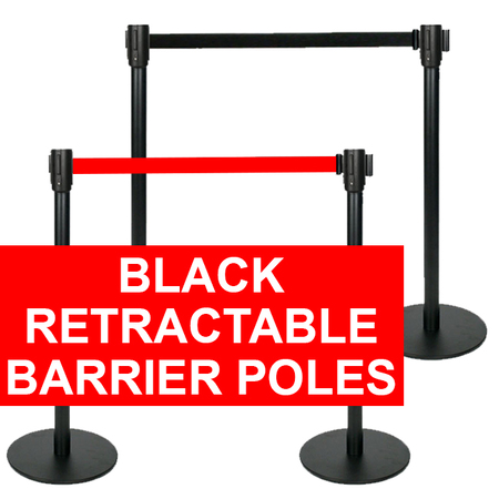 Black Retractable Barrier Pole