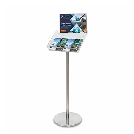 Silver Freestanding Brochure Holder Holds 4 DL 