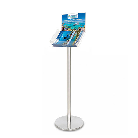 Silver Freestanding Brochure Holder Holds A4 Landscape 