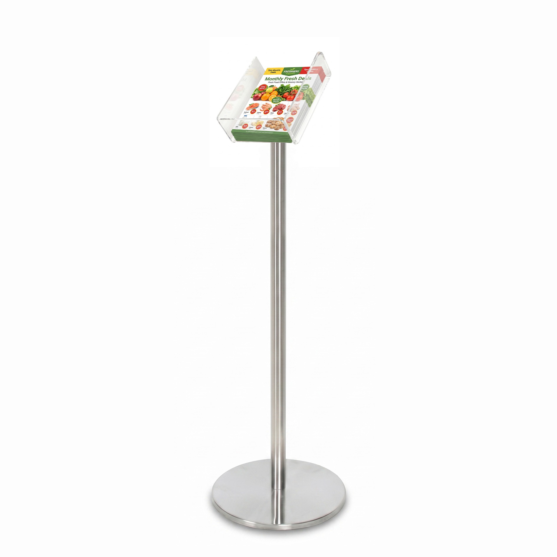Silver Freestanding Brochure Holder Holds A4