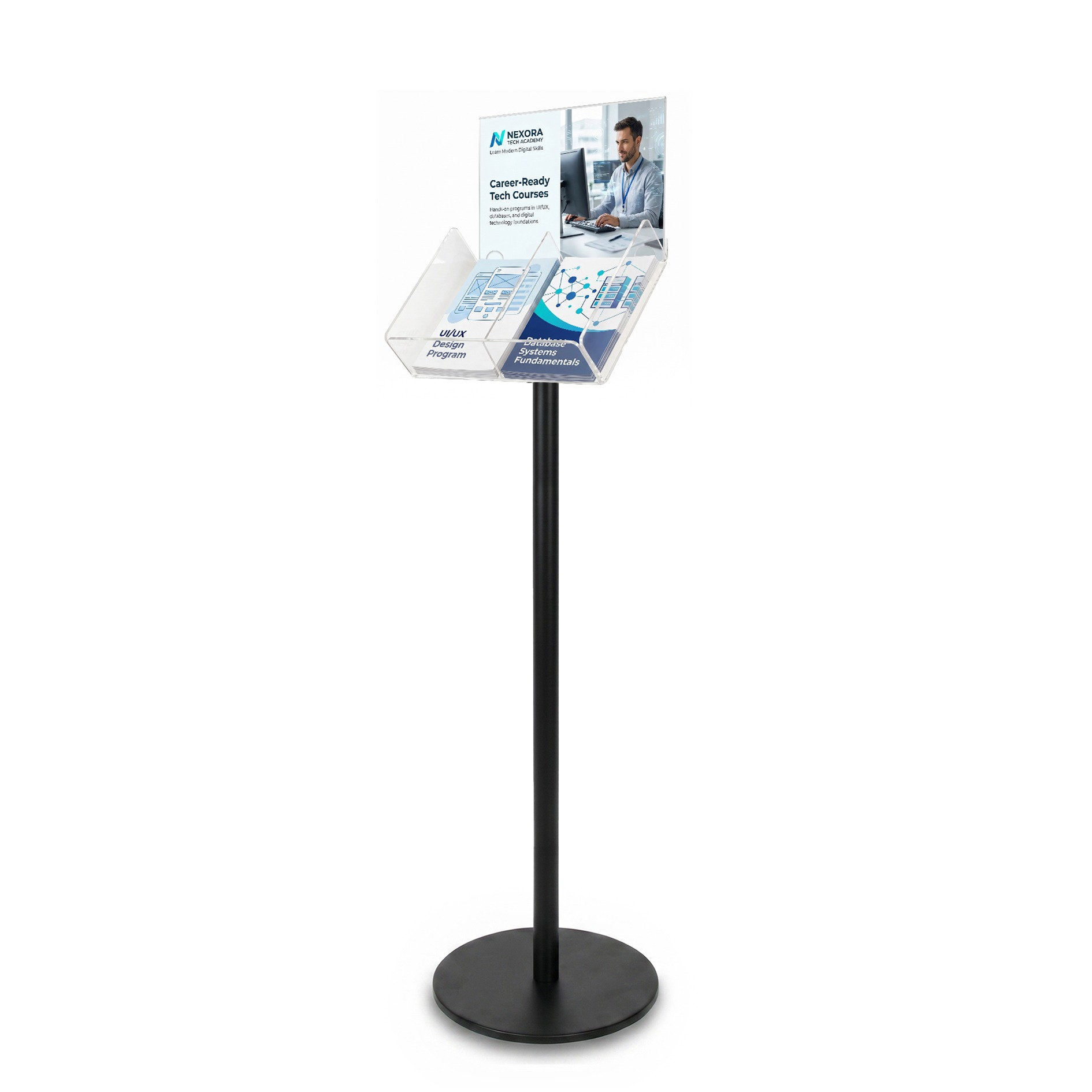 Black Freestanding Brochure Holder Holds 2 A5
