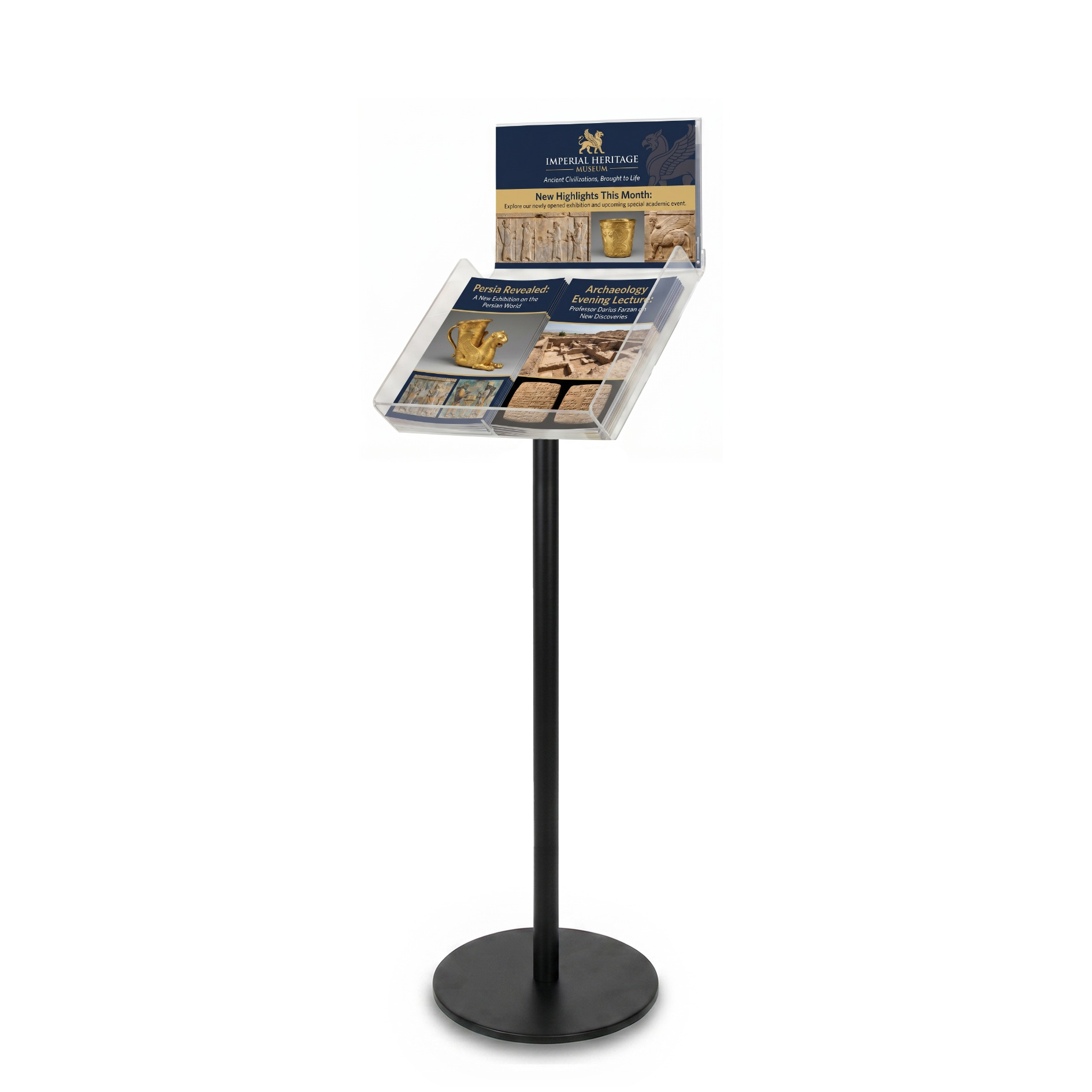 Black Freestanding Brochure Holder Holds A3 Landscape 