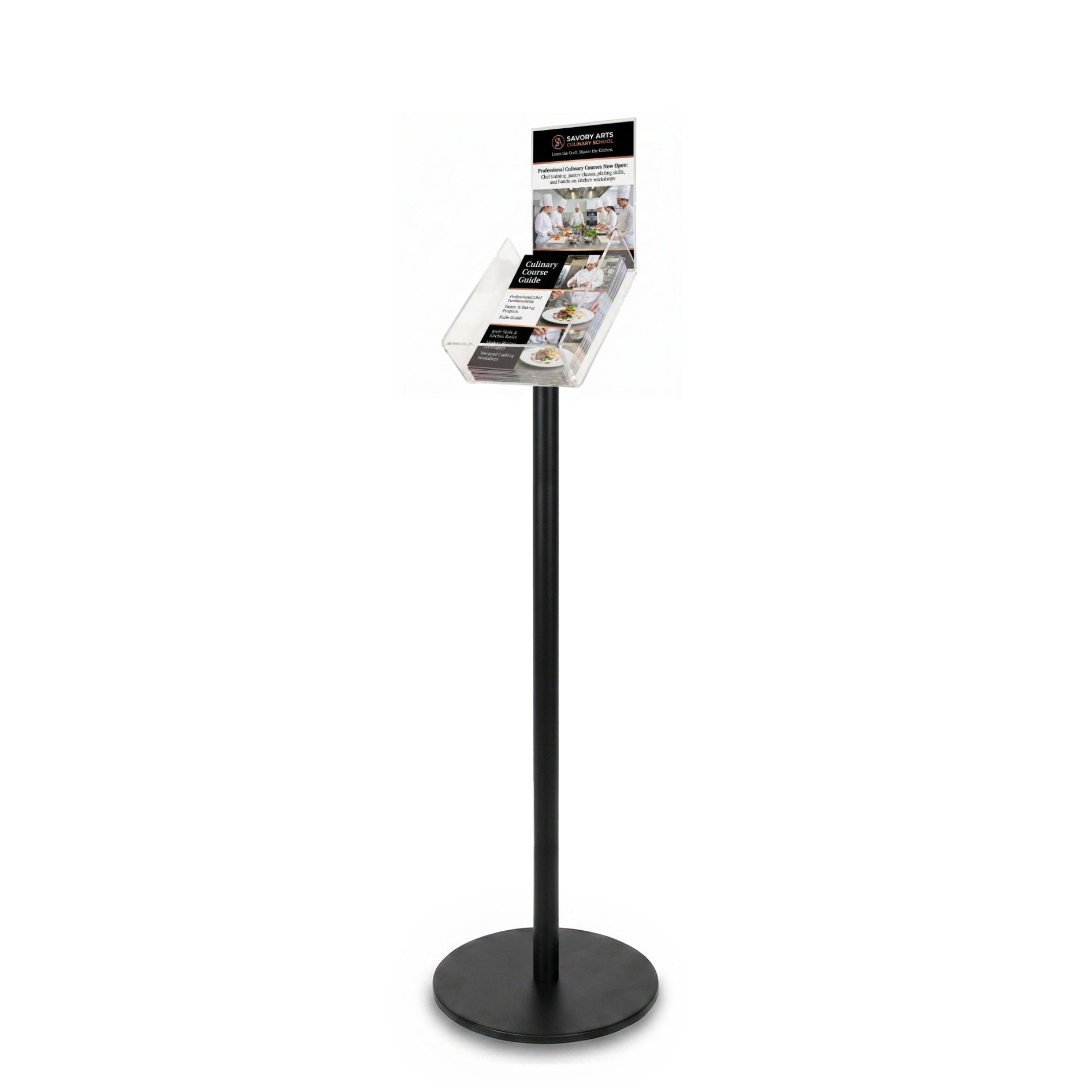 Black Freestanding Brochure Holder Holds A4