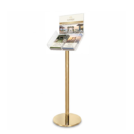 Gold  Freestanding Brochure Holder Holds 2 A5