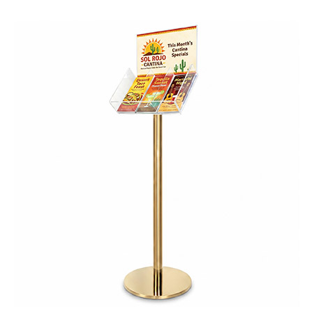 Gold  Freestanding Brochure Holder Holds 3 DL 