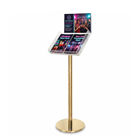Gold Freestanding Brochure Holder Holds A3 Landscape