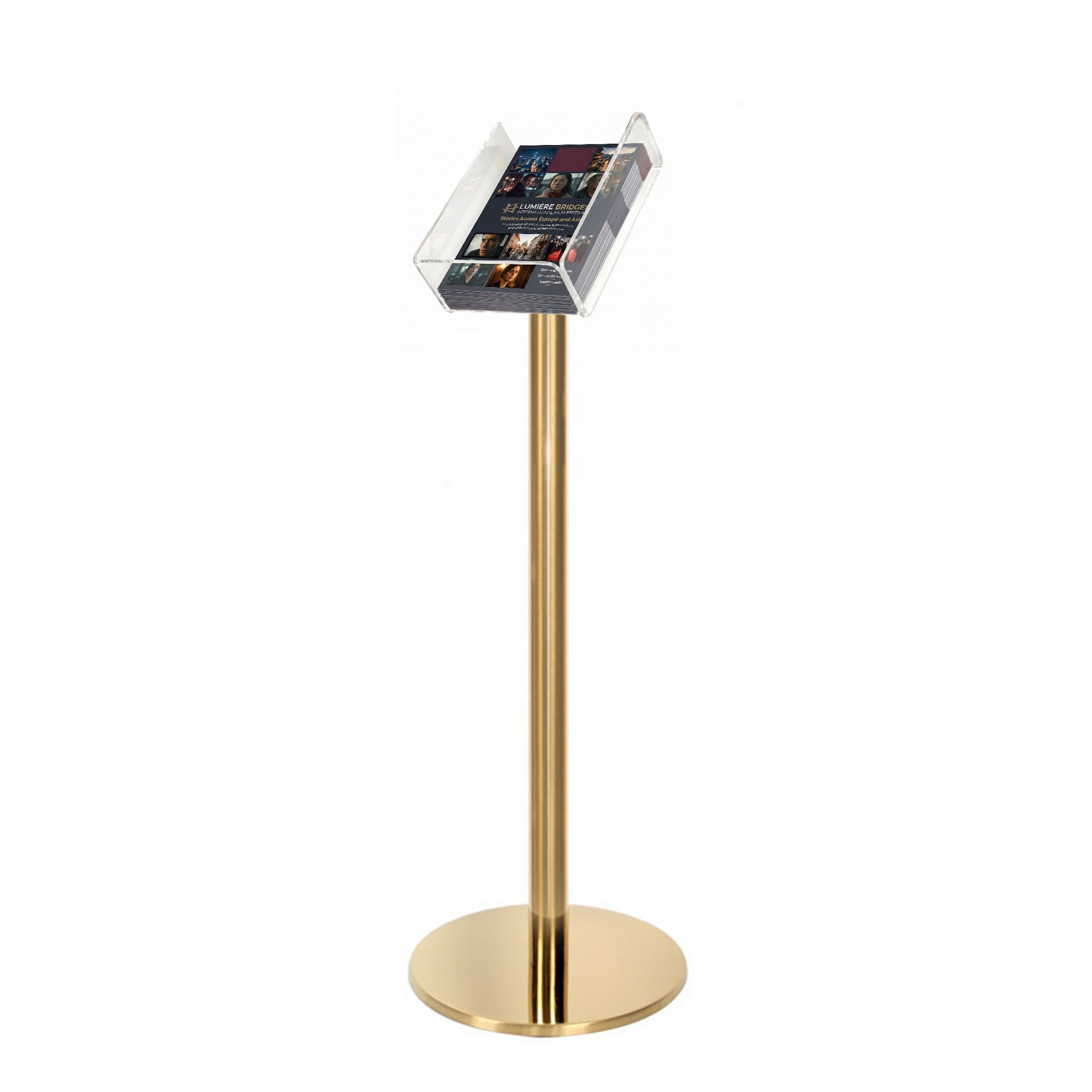 Gold Freestanding Brochure Holder Holds A4