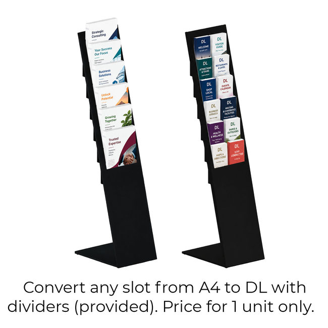 Black Mod Brochure Holder Display with Dividers
