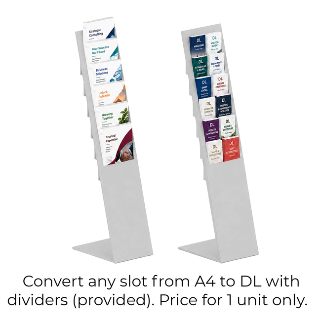 Silver Mod Brochure Holder Display with Dividers
