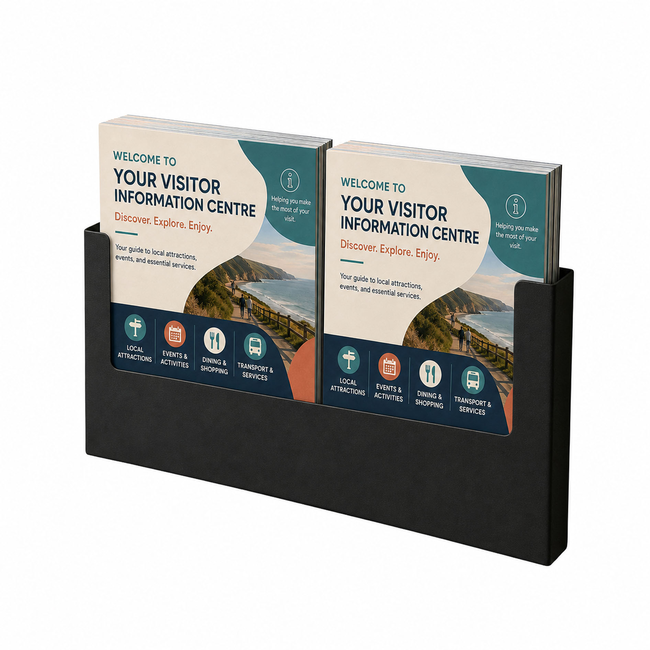 Black Steel 2 x A5 Brochure Holder