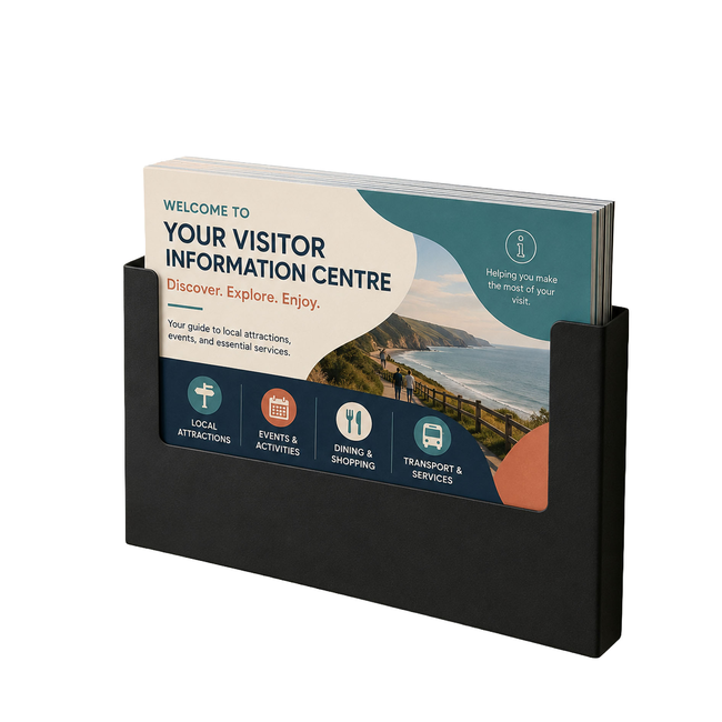 A4 Landscape Black Steel Brochure Holder