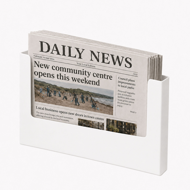 A3 White Steel Brochure Holder Landscape