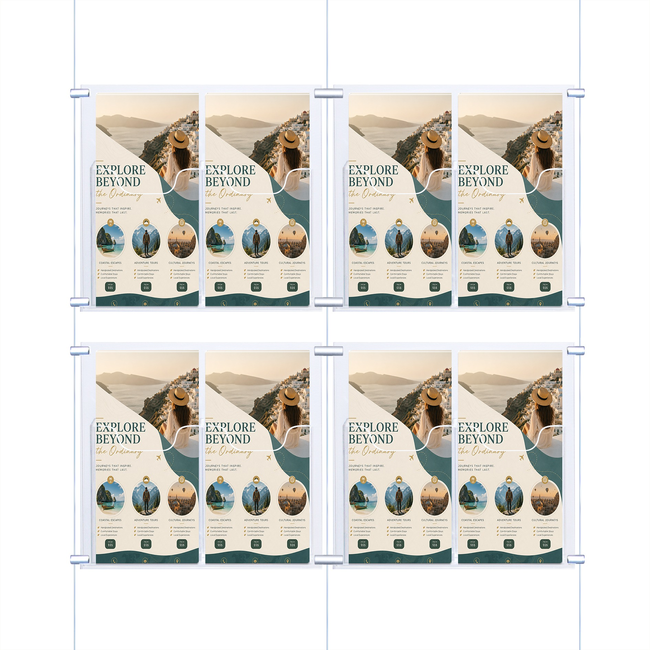 Cable Brochure System 2 Column with 8 DL Brochure Holders