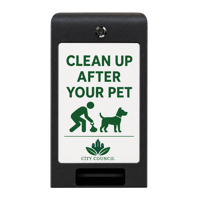 Dog Waste Bag  Dispenser with Customisable A4 Sign