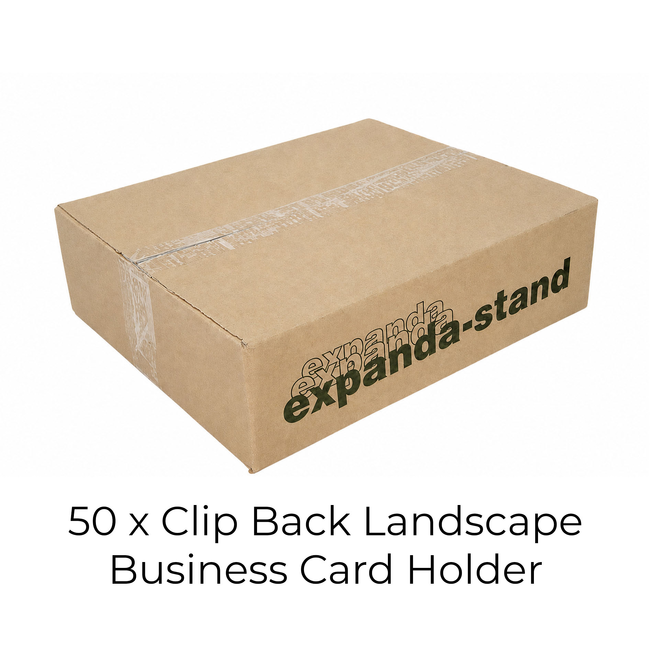CARTON of 50 Clip On Landscape Business Card Holder