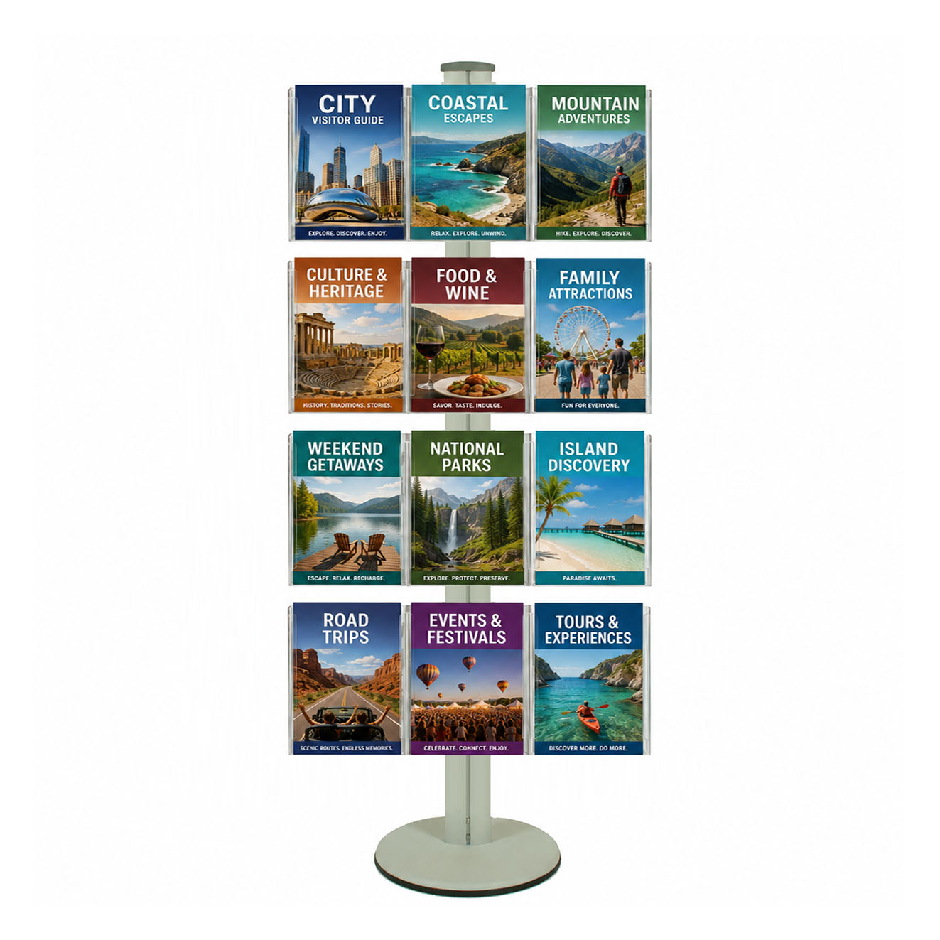 Freestanding 1800mm Silver Combo  Brochure Holder 12 A4
