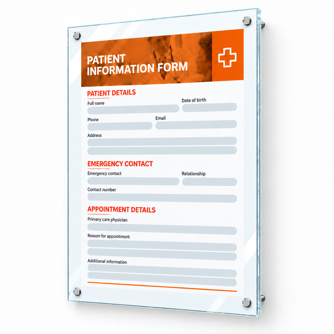 A2 Double Glass Poster Frame with Standoff Mounts