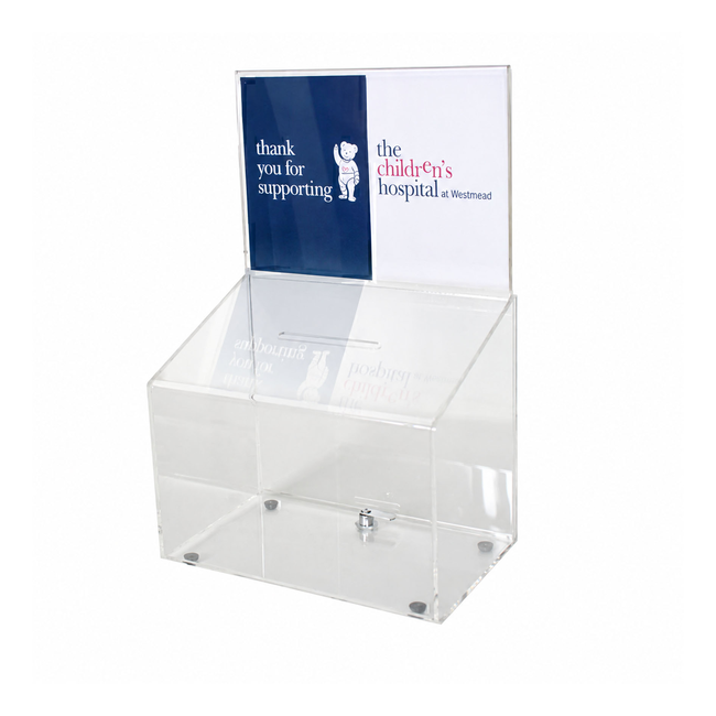 Suggestion/Ballot Box Clear for Counter with A5 Sign Holder