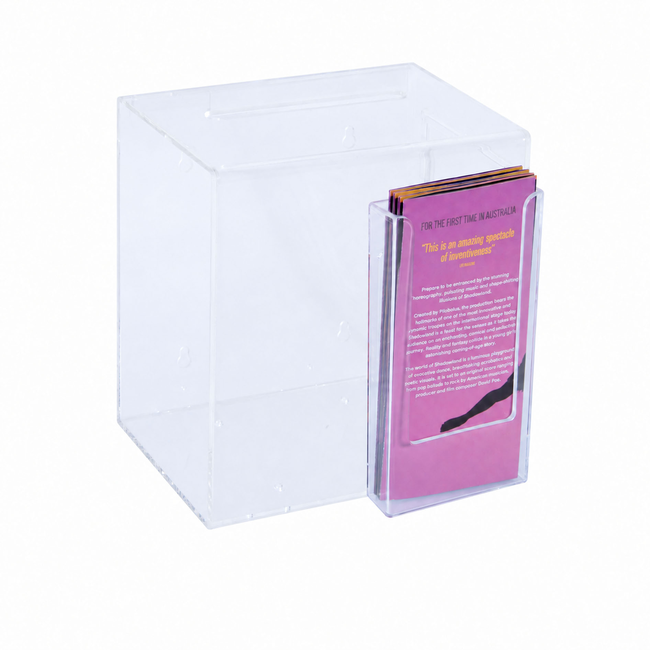 Premium Acrylic Clear Suggestion Box with DL Brochure Holder