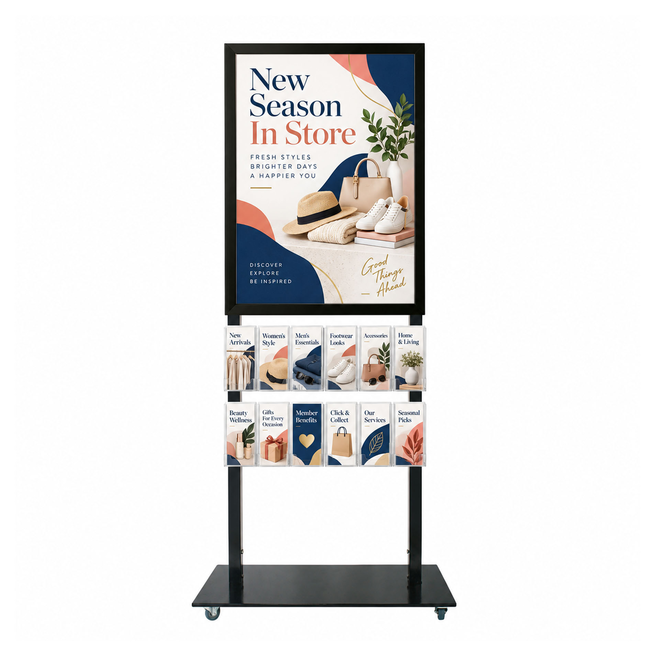 Tall Info Stand -  A1 Snap Frame with 12 DL Brochure Holders