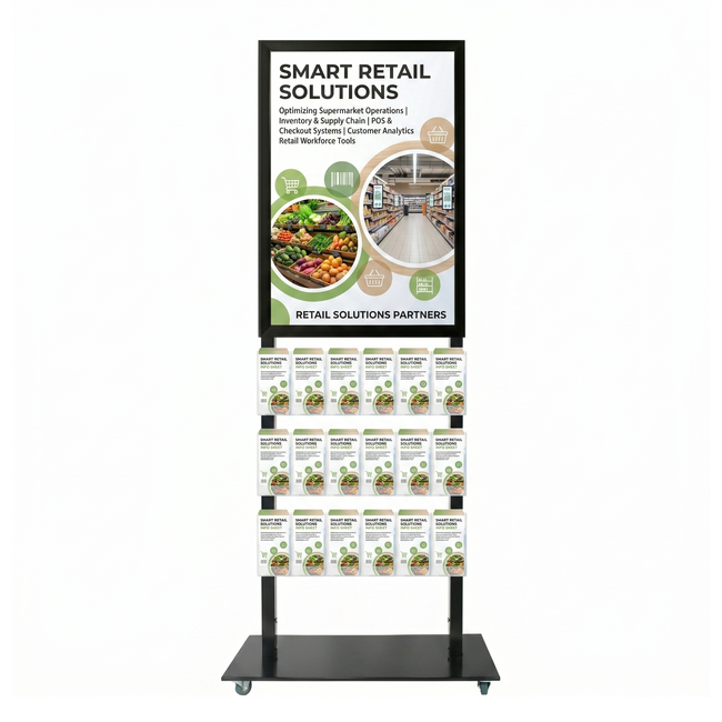 Tall Info Stand -  A1 Snap Frame with 18 DL Brochure Holders