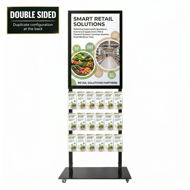 Tall Info Stand -  A1 Snap Frame with 18 DL Brochure Holders Double Sided